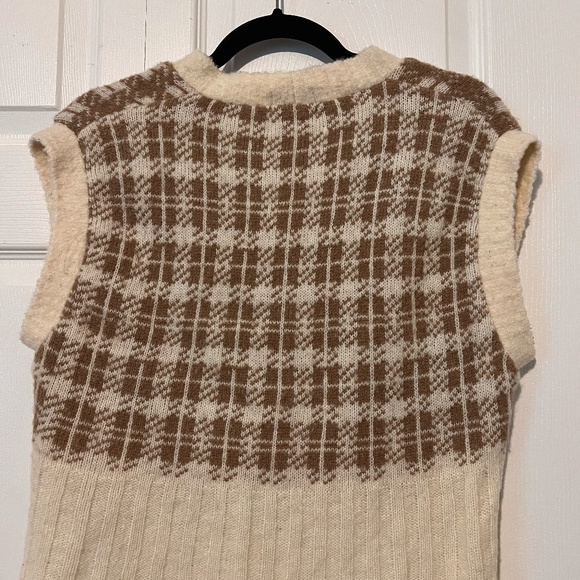 Maison Cléo - Sweater Vest - XS - BELLA ecru and chocolate knitted oversize wool - Picture 2 of 3